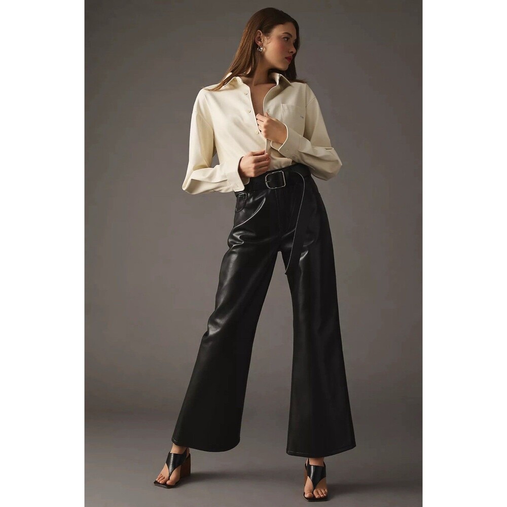 Citizens of Humanity Recycled Leather Gaucho Pants Black Size 26 Wide Leg Crop